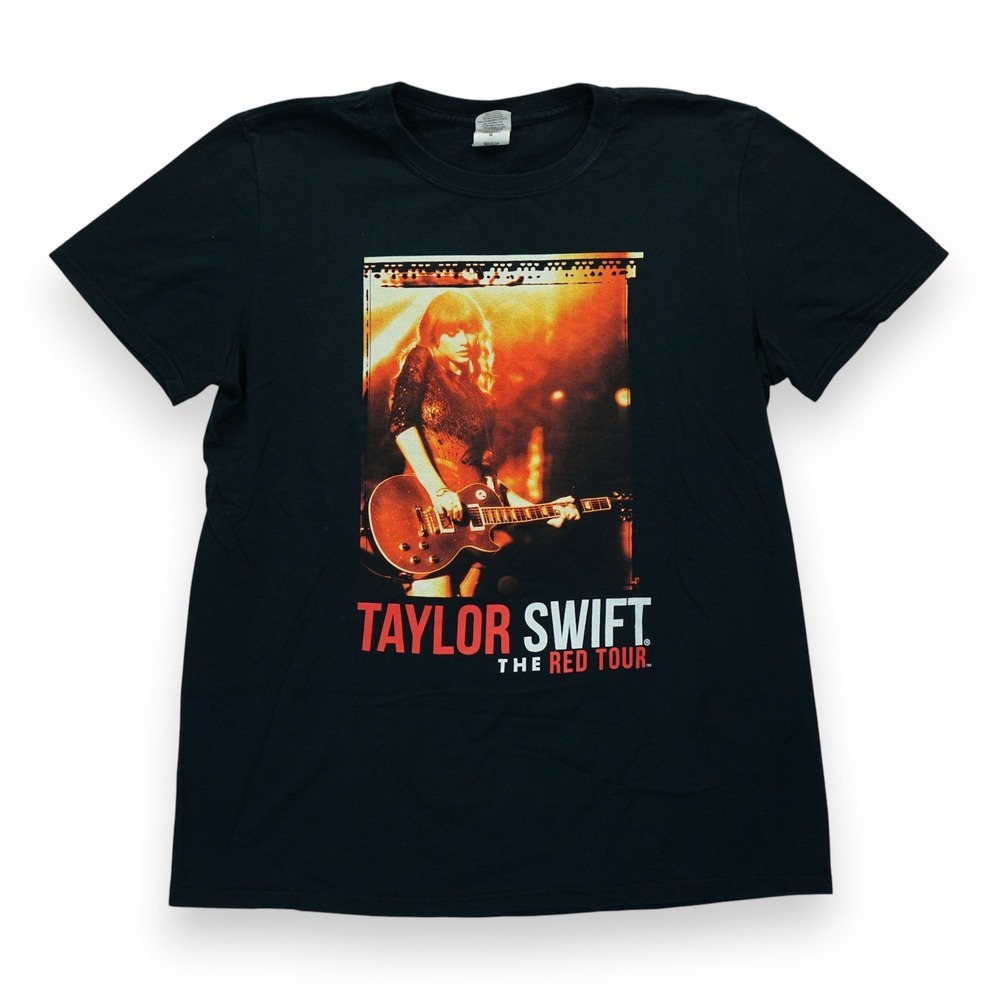 Taylor Swift The Red Tour T-Shirt M 2013 Double Sided Cotton Black Tee Gildan‎
